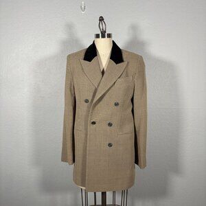BANRIE Women IT 42 US 6 Wool Blazer Jacket Plaid Double Breasted Velvet Collar